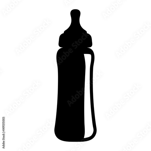 Simple and Clean Silhouette of a Baby Bottle for Feeding Newborns