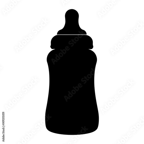 Silhouette of a baby bottle, essential for newborn feeding, a symbol of nurture