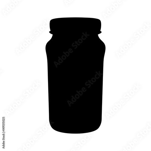 Minimalist silhouette of a closed glass jar with a round cap