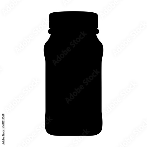 Minimalist silhouette of a closed glass jar with a round cap