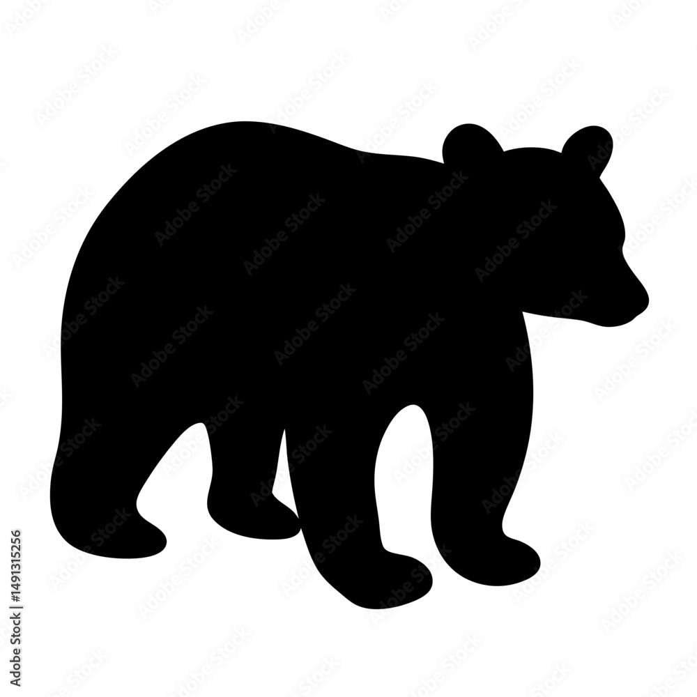 Obraz premium Silhouette of a majestic bear standing against a stark white background