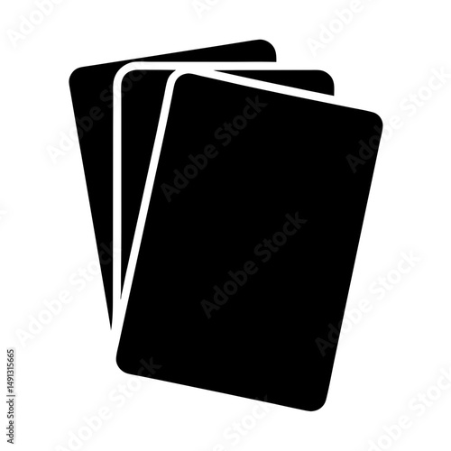 A simplistic black and white illustration depicting a hand of playing cards