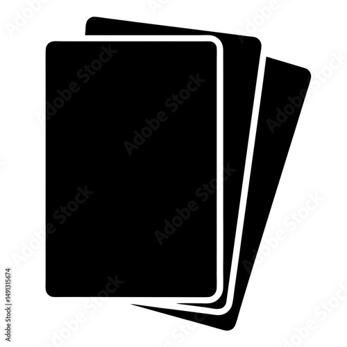 A stack of three rectangular cards showing a minimalist design illustration