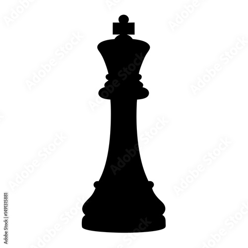 Dramatic silhouette of a King chess piece against a stark white background