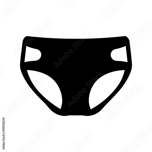 Minimalist black silhouette illustration of briefs on a white background art piece
