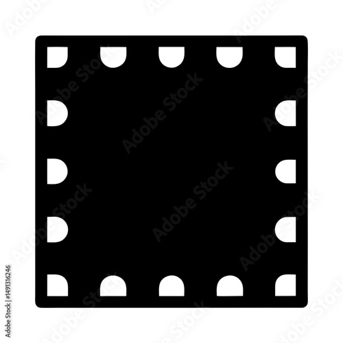 Film strip icon symbol with rounded corners and sprocket holes design