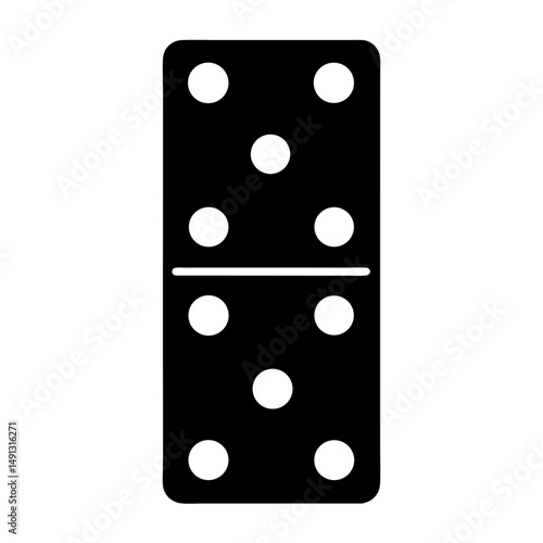 Detailed illustration of a domino with three dots on each side