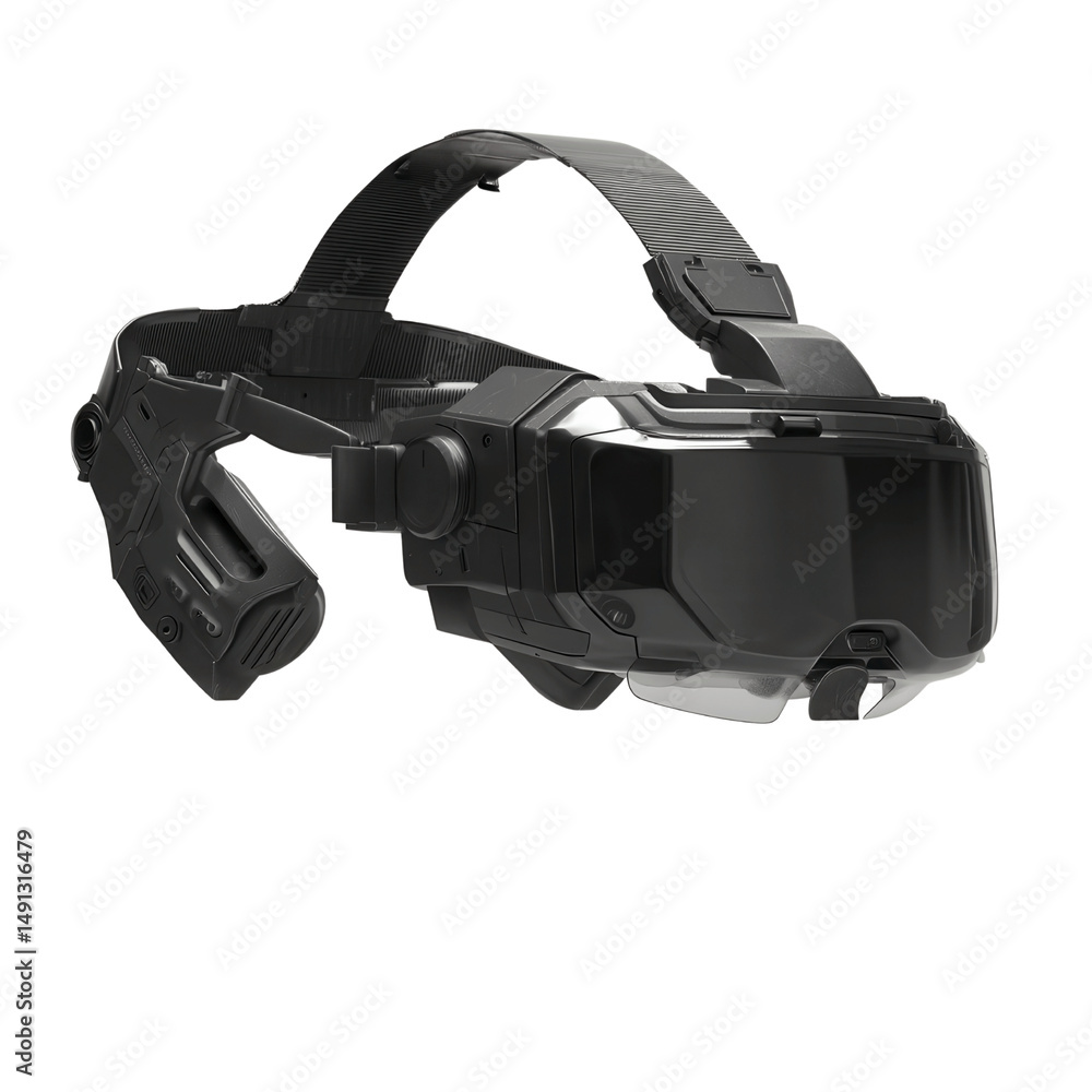 Obraz premium Futuristic Black Augmented Reality Headset with Head Strap