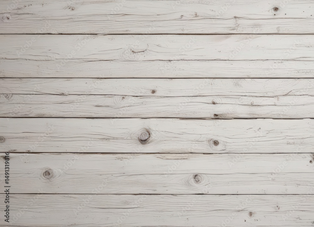 Naklejka premium Weathered whitewashed wood backdrop, showing knots and texture, vintage, home, planks