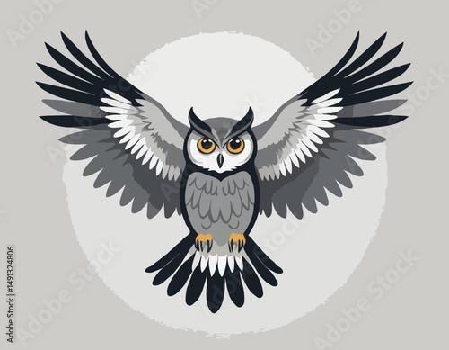 Grand hibou gris volant vers moi/Great grey owl flying towards me