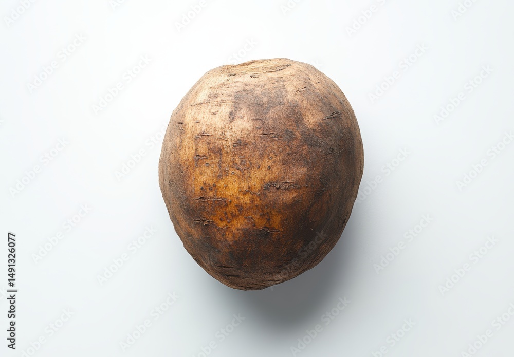 Fototapeta premium Roasted Potato on White Background Overhead Studio Shot