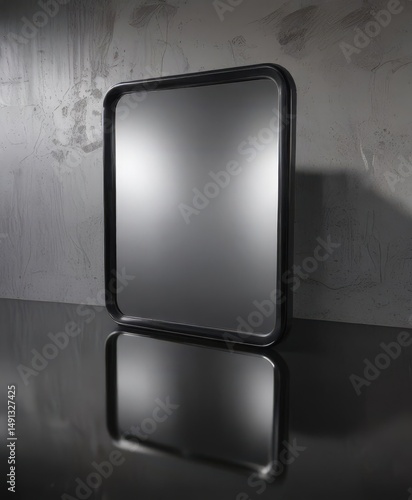 Mirror-like black aluminum, intense reflections  , metal, surface, contemporary