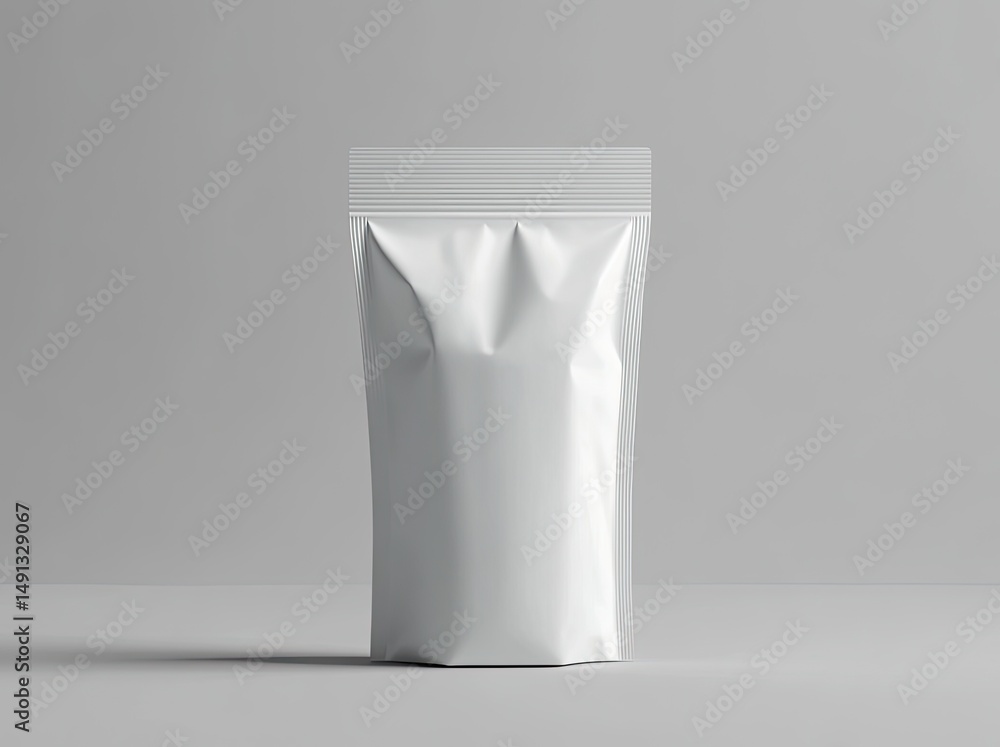Blank white stand-up pouch food packaging mockup Blank white stand-up pouch food packaging mockup