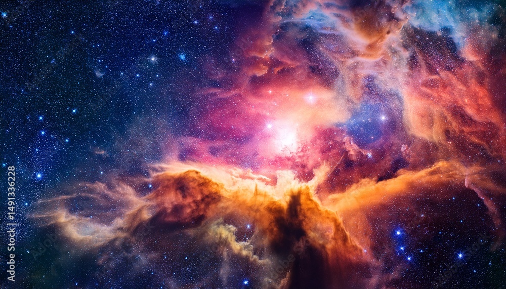 Obraz premium colorful cosmic nebula in deep space n stunning galactic view