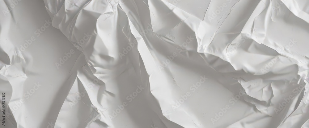 Fototapeta premium Deep creases and wrinkles texture a crumpled white poster , image, uneven, messy