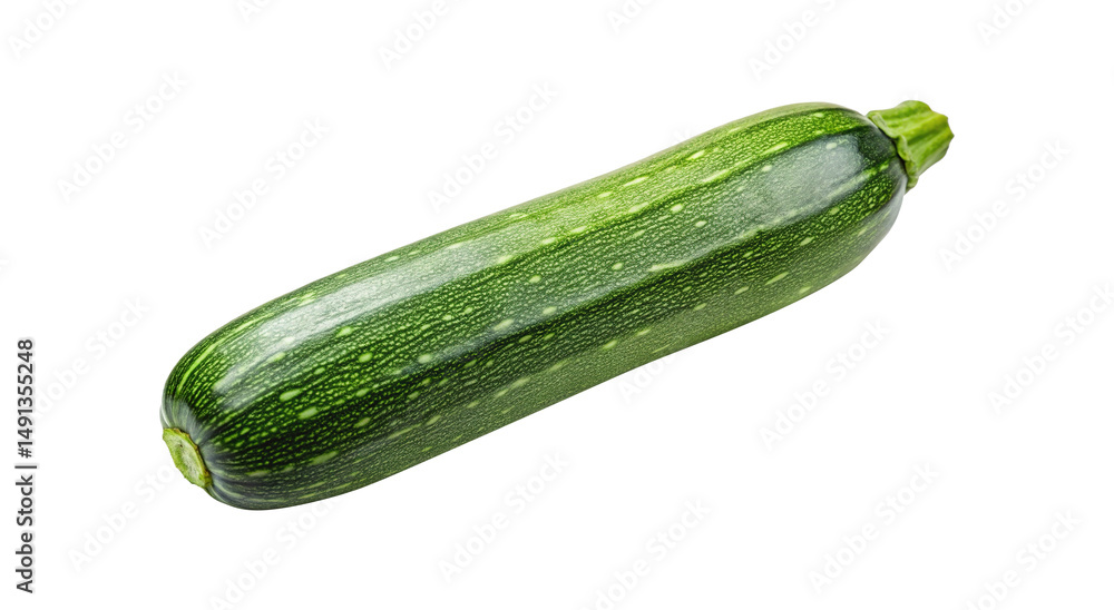 Isolated vibrant green zucchini on a clean white background, ready for cooking Isolated vibrant green zucchini on a clean white background, ready for cooking