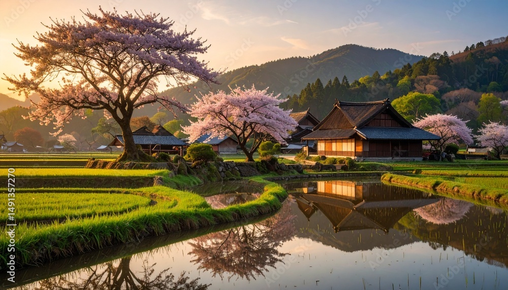 Obraz premium sunset over the river landscape view