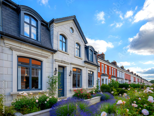 Wallpaper Mural UK house with flowery garden on a sunny day. Torontodigital.ca