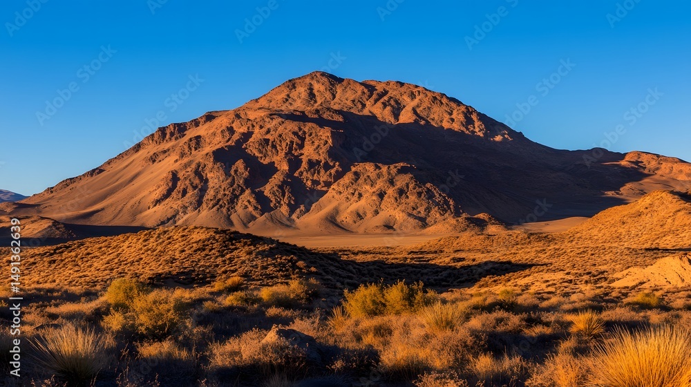 Naklejka premium Golden Hour Desert Mountain Landscape Panorama