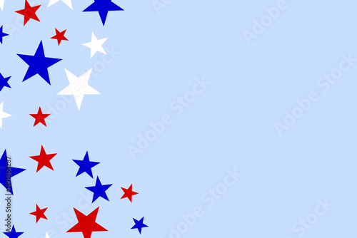 Abstract US flag color star element isolated on blue background. Vector illustration of background.