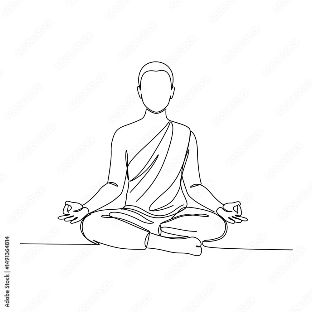 Person meditating in a tranquil pose, drawn in minimalist line art Person meditating in a tranquil pose, drawn in minimalist line art