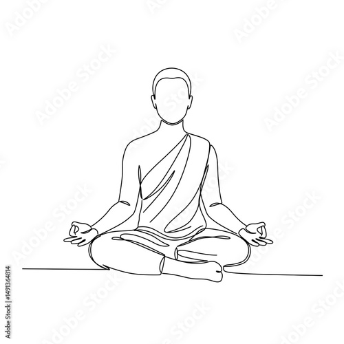 Person meditating in a tranquil pose, drawn in minimalist line art  