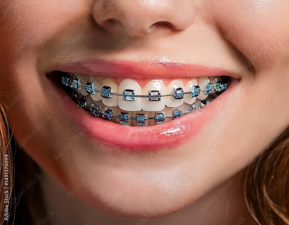 Obraz premium orthodontic smile with gleaming braces