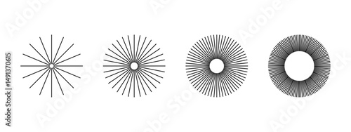 Billede på lærred Straight radial lines in round shapes