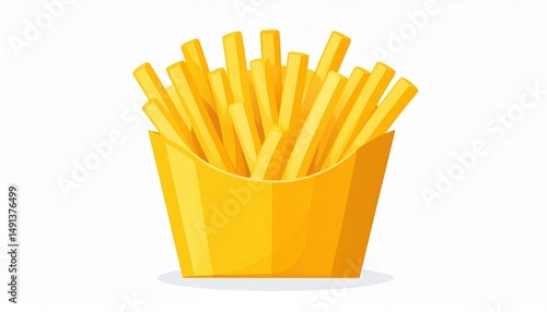 Golden French Fries In Paper Container