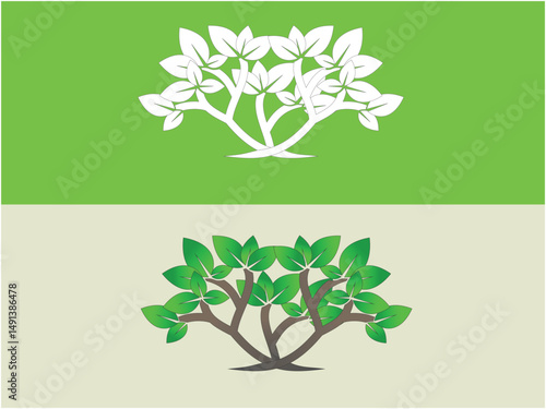 vector tree with green leaves