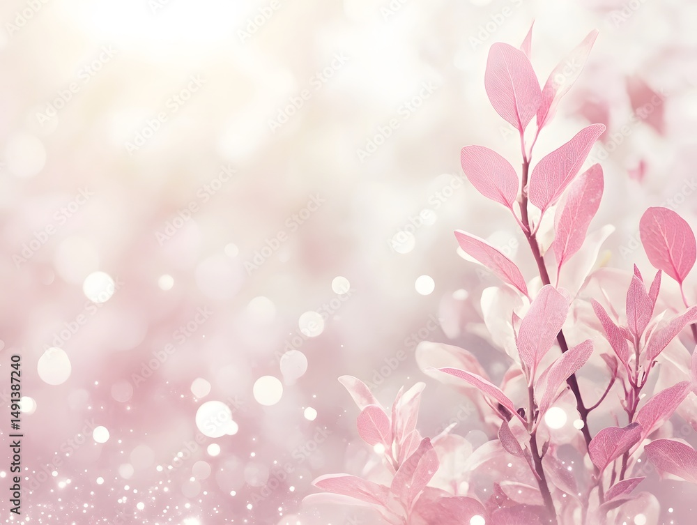 Naklejka premium Pink Floral Spring Blossom Botanical Background