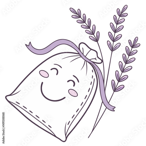 Smiley Lavender Heat Pad - No Background. Perfect for: Aromatherapy Day, Lavender Festival, Relaxation Season