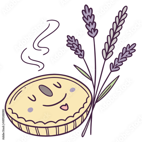 Smiley Lavender Heat Pad - No Background. Perfect for: Aromatherapy Day, Lavender Festival, Relaxation Season