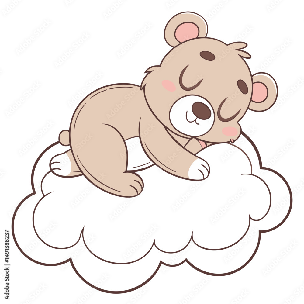 Sleepy Teddy Bear on a Cloud - No Background. Perfect for: Dream Festival, Bedtime Story Hour, Nursery Decor Sleepy Teddy Bear on a Cloud - No Background. Perfect for: Dream Festival, Bedtime Story Hour, Nursery Decor