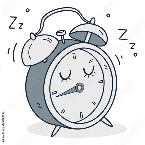 Sleep Alarm Clock with Smiling Face - No Background. Perfect for: Sleep Awareness Week, Cozy Bedroom Decor, Calm Evening