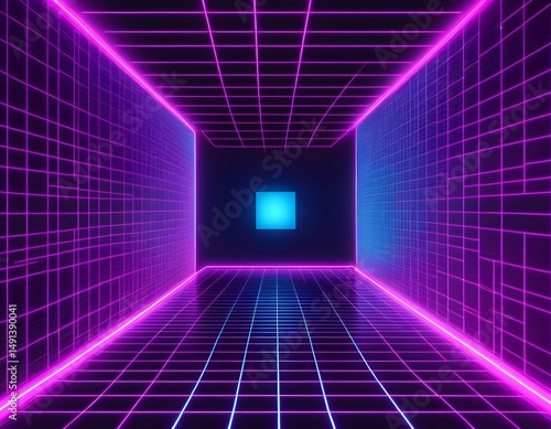 Wallpaper Mural Futuristic Neon Grid Tech Product Site - Dynamic Energy Torontodigital.ca