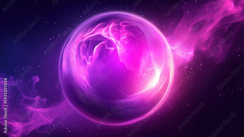 Obraz premium Cosmic sphere of vibrant energy swirling in space.