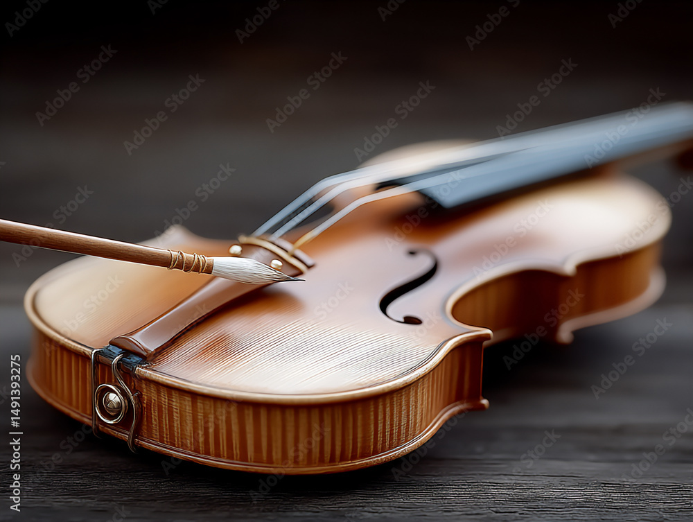 Fototapeta premium extreme close-up of a master luthier carefully shaping the wood for a violin