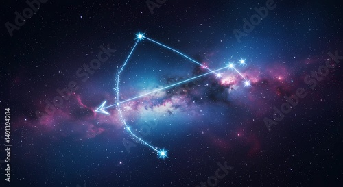 Sagittarius constellation in the night sky with stars and milky way galaxy