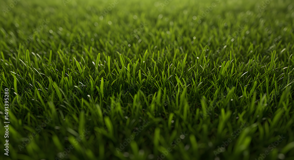 Fototapeta premium Green Grass Field Close Up