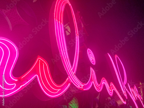Pink neon Las Vegas sign