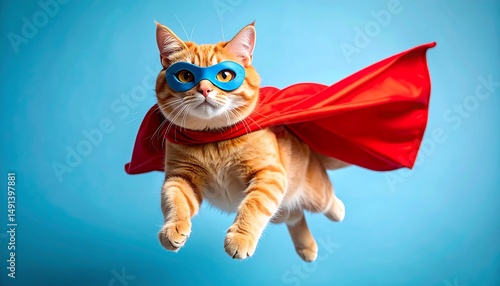Superhero Cat Flying.