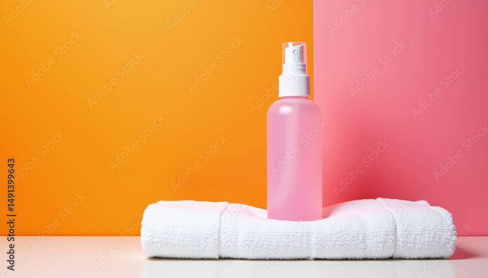 Red Bottle Filled With Pink Hydration Mist Red Bottle Filled With Pink Hydration Mist