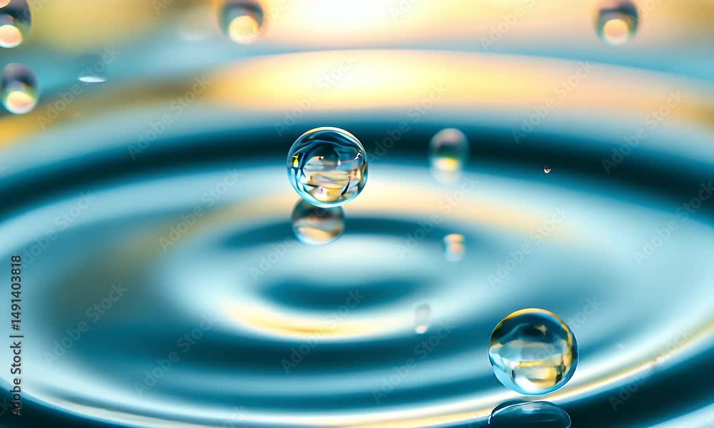 Suspended Water Droplets Above Rippling Liquid Macro Still Life Photography Suspended Water Droplets Above Rippling Liquid Macro Still Life Photography