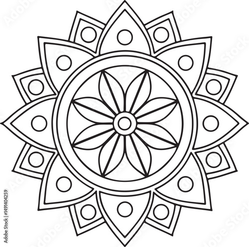 Intricate Flower Mandala – Printable Outline for Coloring