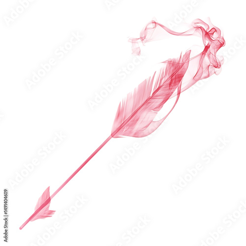 Artistic Arrow with Dynamic Motion in Soft Rose Col Isolated on Transparent Background