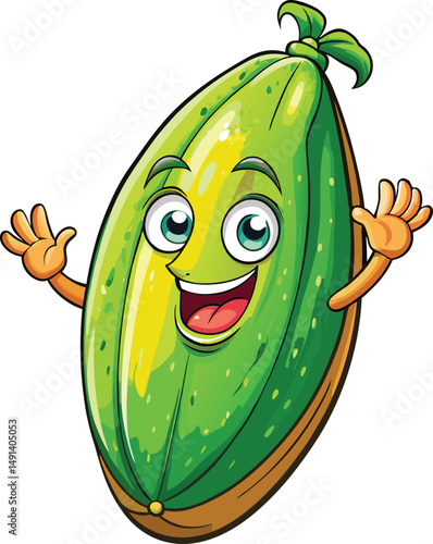 Happy Cartoon Cucumber Character