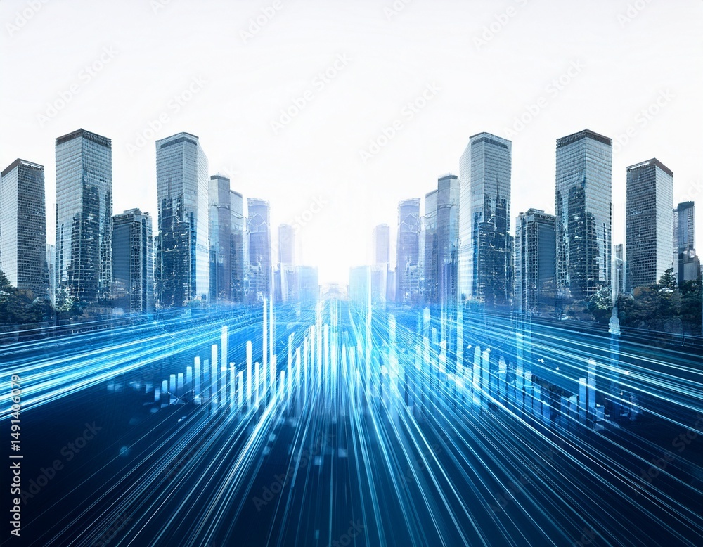 Fototapeta premium a modern city with shining forex on white background