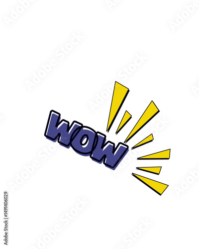 Animated "WOW" graphic design for social media.