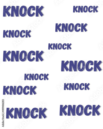 Repeating "Knock" Text Pattern on White Background